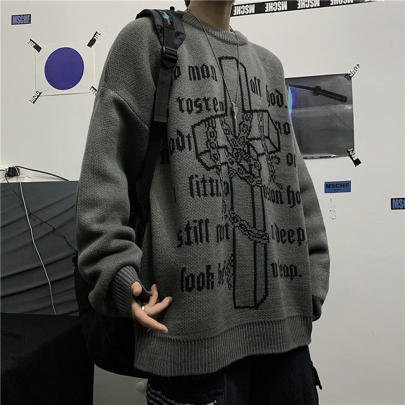 Standard Print Style Thick Black Sweater