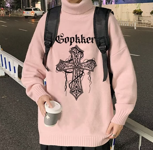 Standard Print Style Thick Black Sweater